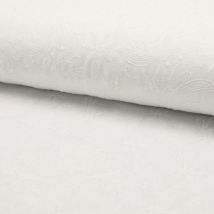 Tissu Voile De Coton Brodé Fleurs Et Feuilles Blanches Sur Fond Blanc - Craftine