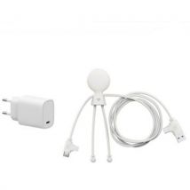 Xoopar Chargeur Mr Bio Fastcharge + Câble Usb A+c/micro Usb+ Usb C+ Lightning Blanc - Xoopar