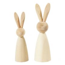 2 Lapins En Bois À Décorer - 12 Et 14 Cm - Creotime