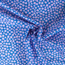 Tissu Coton Imprimé Petites Fleurs Poema Sur Fond Bleu Roi - Craftine