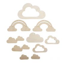 10 Pendentifs En Bois Pour Mobile Petit Nuage - Rayher