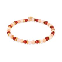 Bracelet En Pierres De Soleil, Cornaline Et Quartz Rose Taille S - Sloya
