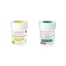 2 Colorants Alimentaires En Poudre - Bleu Foncé-vert Citron - Scrapcooking
