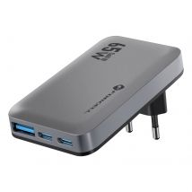 Forcell Chargeur Mural Gan Iii 65w Avec 2 Usb-c + Usb Charge Rapide Ultra-fin Gris