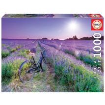 Puzzle 1000 Pcs Velo Dans Un Champ De Lavande - Educa Borras - Rouge
