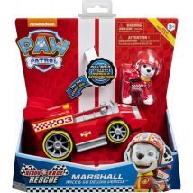 Pat Patrouille Marcus Et Sa Voiture De Course A Rétrofriction Et Sonore - Figurine Chien - Paw Patrol Ready Race Rescue 20119527 - Pat Patrouille