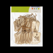 24 Étiquettes Chiffres En Bois Calendrier De L'Avant Noël - Artemio - Artemio