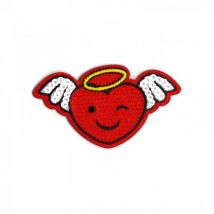 Lot De 3 Écussons Thermocollants Funny Cœur Ange 65mm X35mm - My mercerie