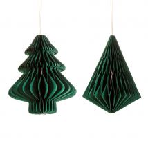 2 Suspensions Nid D'Abeille Aimantées Sapin & Diamant - Vert Sapin - Annikids