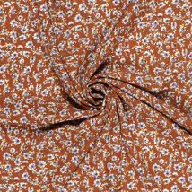 Tissu Crêpe De Viscose Lurex Sandi Fleuris Sur Fond Brique - Craftine