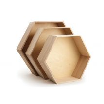 Etagères Hexagonales En Bois Gigognes (x3) - Graine Creative