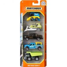 Pack De 5 Vehicules Matchbox : Mbx Road Crew Ii - Mattel - Hfh09 - Set Voitures Miniatures - Camion - Matchbox