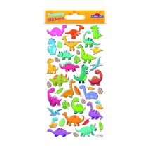 Autocollants Réutilisables - Relief 3d - Dinosaures - Effet Métallique - Global Gift