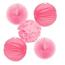 Lanternes Roses À Monter Soi-même (5 Pièces) - Graine Creative