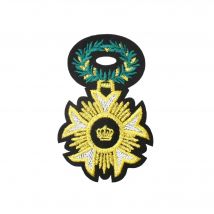 Patch Blason Lion, Écusson Brodé Armoiries, Motif Thermocollant Couronne Laurier 9 Cm, Made In France - Saperlipopette by Léna