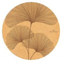 Tapis Yoga Rond Biloba Liège-caoutchouc Naturel Design Beige Diam. 135 Cm X 5 Mm + Sangle Transport - Yogaterrae