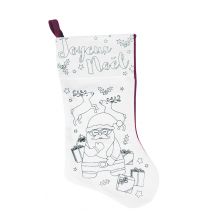 Chaussette De Noel En Tissu À Colorier Dos Feutrine - Megacrea DIY