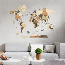 Carte Du Monde En Bois 3d Creatifwood Multicolor, M (100 X 70 Cm) - Décoration Murale - Creatifwood