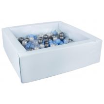 Piscine À Balles Carrée Avec 300 Balles – Bleu (pastel)/perle, Transparent, Bleu Clair, Argent - Velinda