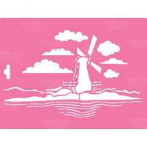 Pochoir Plastique Souple Réutilisable 21 X 27 Cm Fabrika Decoru Moulin 047 - FABRIKA DECORU