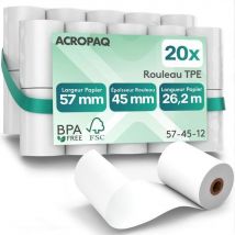 20 Rouleaux De Caisse 57x 45x8mm- Thermique 26,2 M- Terminaux De Paiement- 20 Bobines Tpe- Sans Bpa- Dimension Universelle- Acropaq - Acropaq