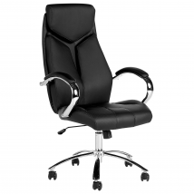 Chaise De Bureau Design Fauteuil Gamer Tapissé Effet Cuir Noir Avec Pied Métallique Rembourrage Épais Confortable Et Style Moderne Élégant Beliani
