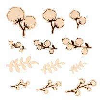 24 Mini Silhouettes Fleurs En Bois - Artemio