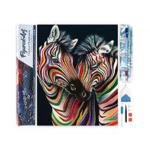 Diamond Painting Broderie Diamant Figured’art 40x50cm Toile Entière Roulée Avec Diamants Carrés - Couple De Zèbres - Figured'Art