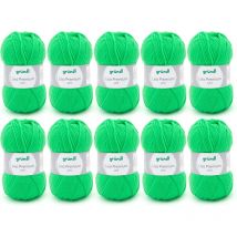 10 Pelotes De Laine - Vert Fluo - 29 - 100% Acrylique - 3,5/4,5 Mm - Gründl - Lisa Premium