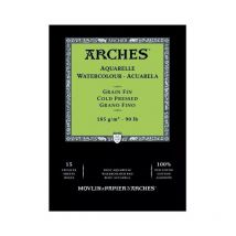 Bloc - Aquarelle - 23x31cm - Grain Fin - 15 Feuilles - 185g - Arches