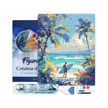Diamond Painting Broderie Diamant Figured’art 40x50cm Toile Tendue Sur Châssis En Bois - Diamants Carrés - Journée Ensoleillée À La Plage - 