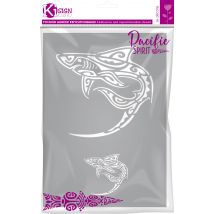Pochoir Adhésif Pour Tissu Requin Maori A4 - Ki Sign