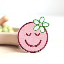 Patch Brodé Thermocollant Moody Smiley – Écusson Rétro Fleur - Saperlipopette by Léna