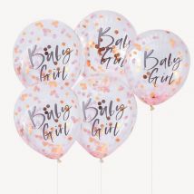 Ballons Confettis Rose - Baby Girl - Ginger Ray