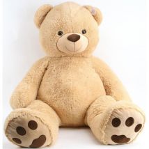 Peluche Géante Ours Beige 1m40 - Sam - Doudou Xxl 140cm - Grand Nounours