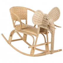 Chaise Eléphant À Bascule Pour Enfant En Rotin Naturel Intérieur Chambre Salle De Jeux