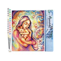 Peinture Par Numéro Figured'art - Dans Les Bras De Sa Mère - Kit De Loisir Créatif Diy Numéro D'Art Complet - 40x50cm Sans Châssis En Bois