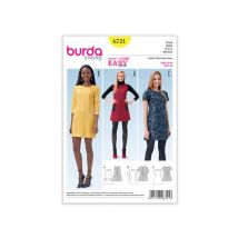 Patron Burda 6721 : Robe Droite Légèrement Évasée Avec Variations De Manches Du 34 Au 44 Taille N°fr 34-44