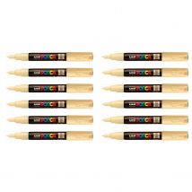 Lot De 12 Marqueurs Pointe Conique Extra-fine Posca Pc1mc 0,7 - 1mm Beige Posca - Posca