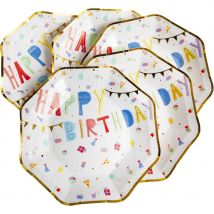 8 Petites Assiettes Happy Birthday - Great Pretenders