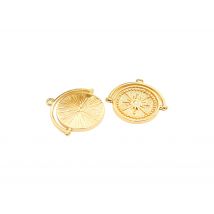 2 Pendentifs Ronds Avec Soleil 16*17mm Laiton Doré Or 18k - - PAS DE MARQUE -