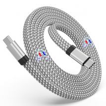 Jaym Câble Magnétique Usb-c Usb-c 60w Plat 1,5m Charge Synchro Rapide Ultra Resistant Gris