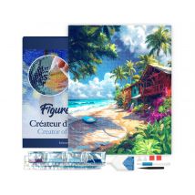 Diamond Painting Broderie Diamant Figured’art 40x50cm Toile Tendue Sur Châssis En Bois - Diamants Carrés - Village De Surf - Figured'Art