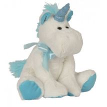 Peluche Licorne Blanche Et Bleu 36cm - Animaux Fantastique - Nicotoy - 5835910a - Nicotoy