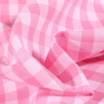 Tissu Rayures Grands Carreaux 10 Mm Rose Pastel - Au Mètre - Craftine