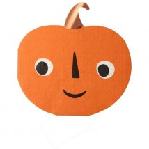 16 Serviettes Halloween Citrouille Effet Bronze - Meri Meri