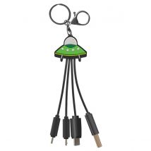 Yello Koko Câble 3 En 1 Andy Usb-c/micro-usb/lightning Vers Usb-a Soucoupe Format Porte-clé Noir / Vert - Yello Koko