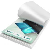 50 Pochettes De Plastification A3 80 Microns- Avec 50 Pochettes De Plastification - Brillantes - Coins Arrondis- Acropaq - Acropaq