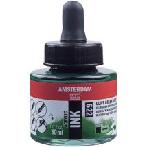 Flacon Encre Acrylique Acrylic Ink Amsterdam 30ml Vert Olive