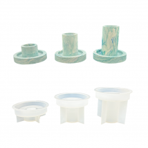 Moule En Silicone 8,5 Cm X 3,6 Cm + 8,5 Cm X 6 Cm X 8,5 Cm X 7,5 Cm - Set Bougeoirs Ronds (3 Pcs) - Jesmonite
